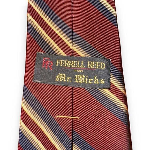 Ferrell Reed Rep Stripe Navy & Red Made in USA Neck Tie - Picture 2 of 7